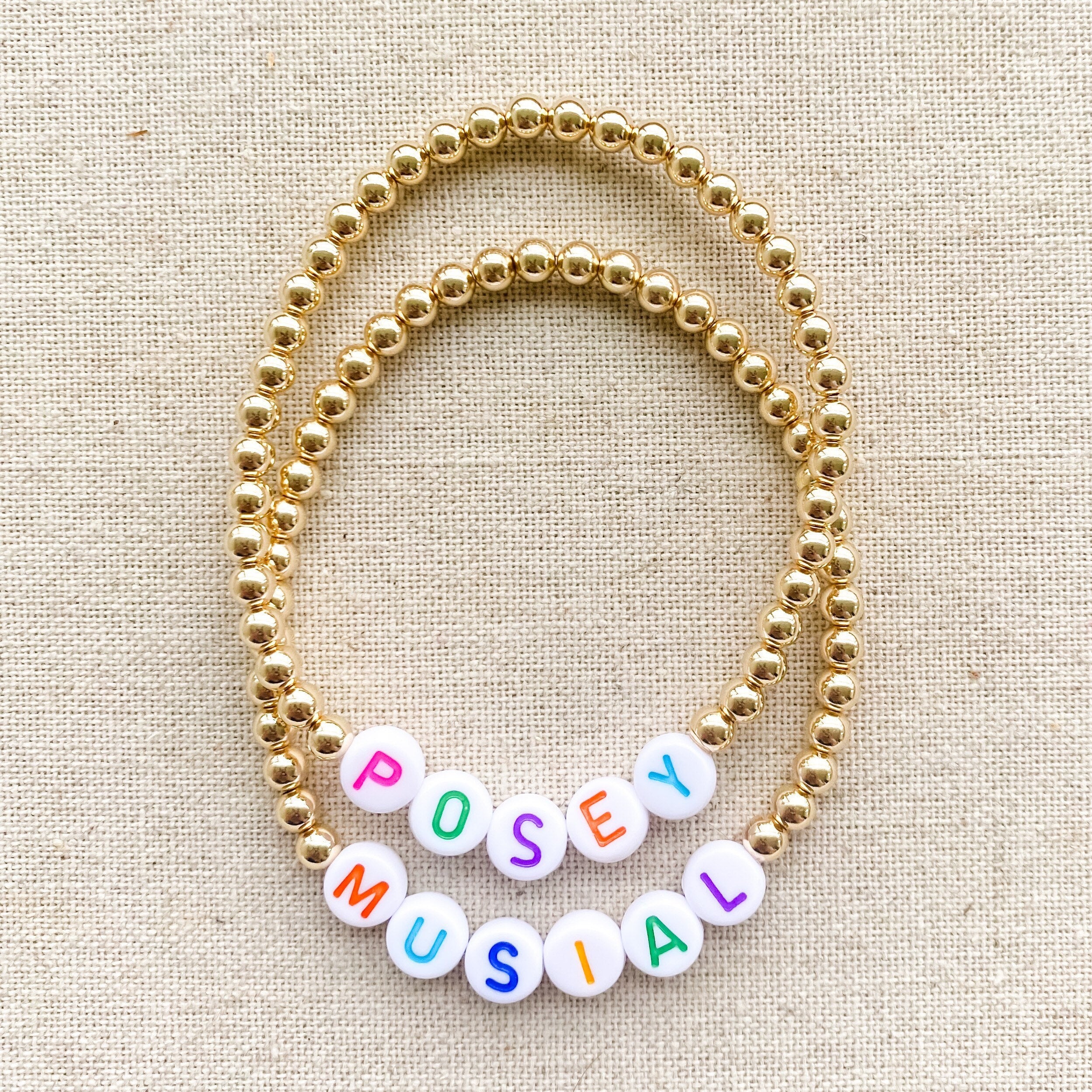 Gold + Transparent Letter Bead Bracelet – KC JOY PROJECT